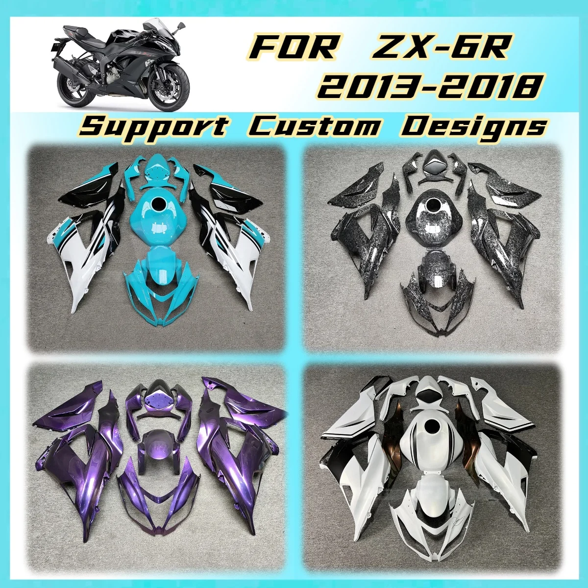 

Full Cowlings for Kawasaki ZX6R 2013-2018 High Durability ABS Motorcycle Fairings ZX 6R 13-18 Injection Fairing Kit