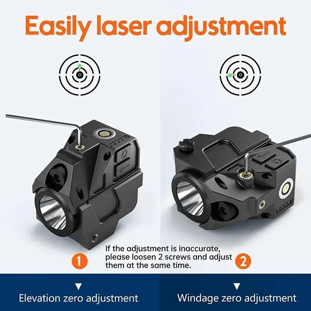 Taktische Pistolen-LED-Taschenlampen-Kombination mit 500 Lumen, rotes/grünes Licht, wiederaufladbares Waffenpistolenlicht für Outdoor-Jagdschießen