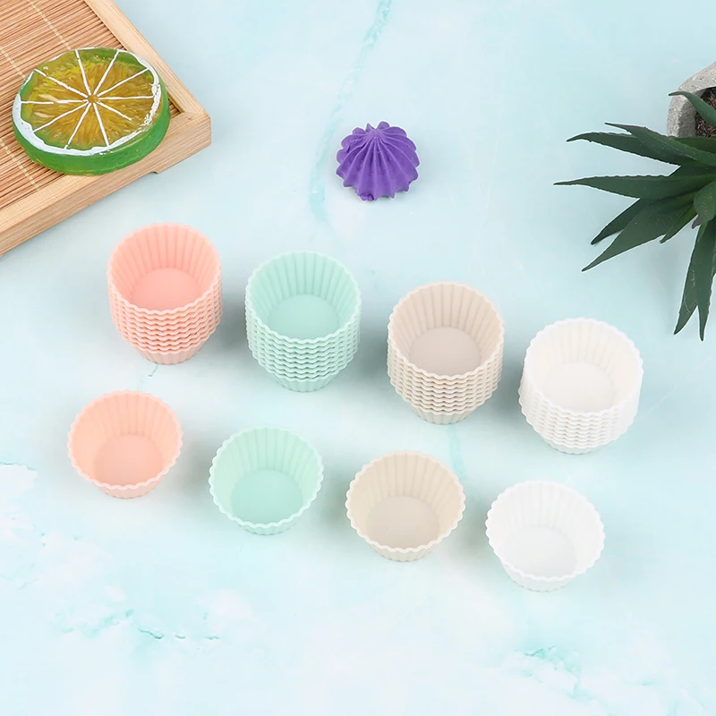 10Pcs/set Silicone Cake Mold Round Shaped Muffin Cup Silicone Mini Cake Cup Kitchen Tool Cake Mold DIY Cake Decorating Tools