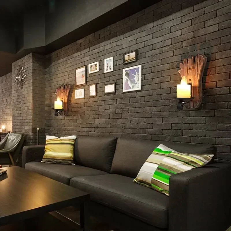 Wooden Wall Lamps for Living Room Wood LED Sconces Cafe Bar Bedroom Bedside Industrial Style Home Decoration Wall Light Fixtures image 4