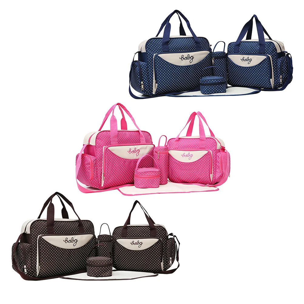 مجموعة واحدة من حقيبة حمل الأم متعددة الوظائف باللون الأزرق ذات سعة كبيرة حقيبة كتف خفيفة الوزن حقيبة أطفال للعمل المدرسي والسفر والتسوق