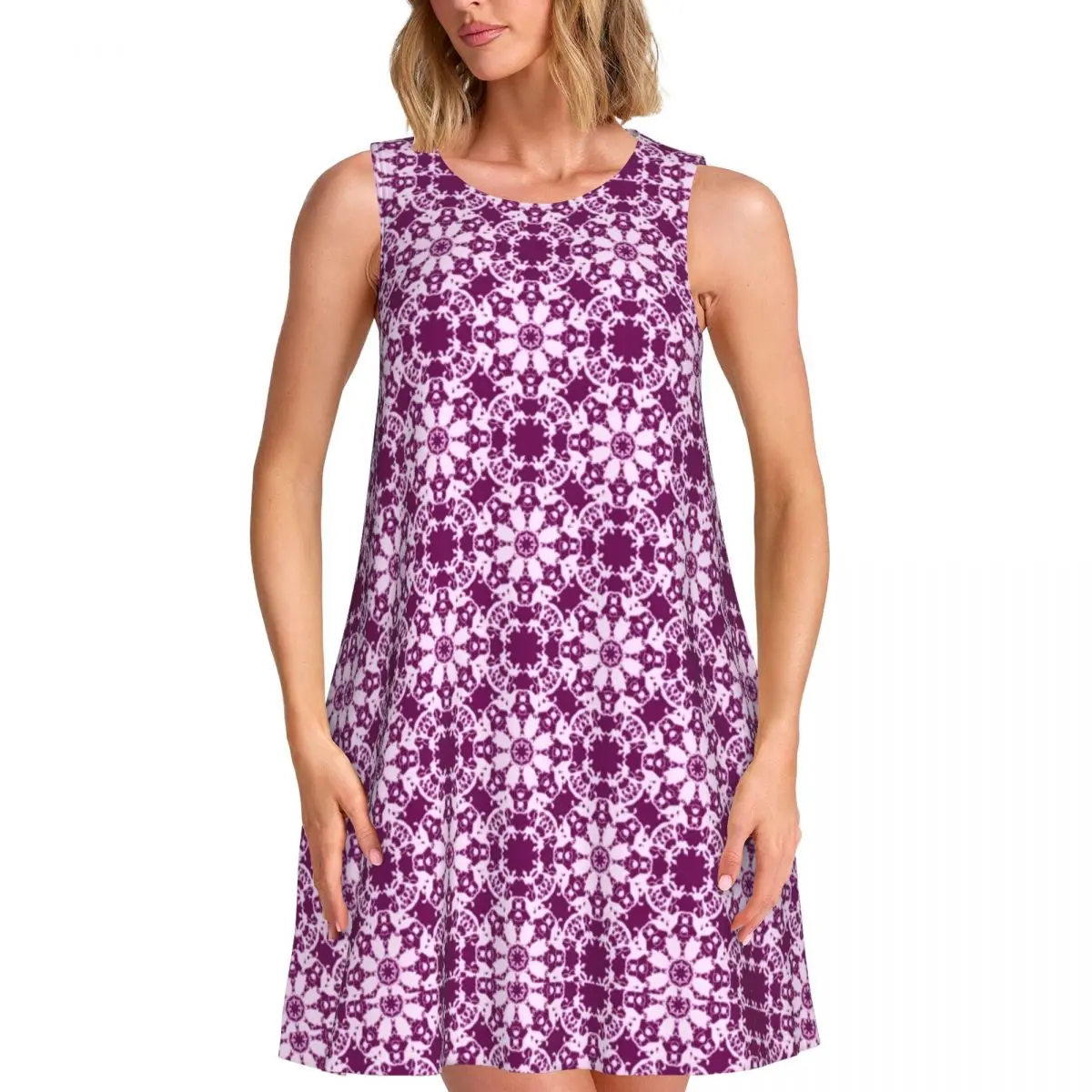 Purple Baroque Floral Casual Dress Retro Bohemia Print Streetwear Dresses Spring Graphic Cute Dress Hot Sale Sleeveless Clothes