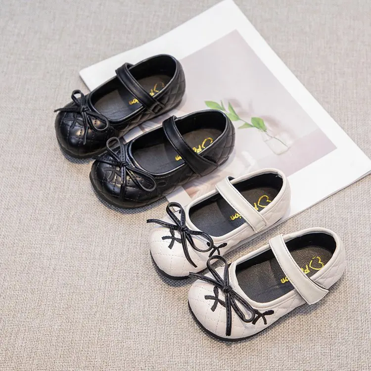 

Kids Mary Jane Leather Shoes for Girls 2025 Autumn Korean Style Toddler Ballet Flats with Bow Non-slip Sole Kids Princess Flats