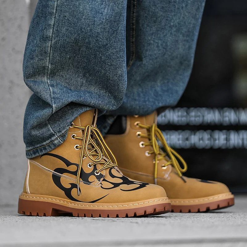 

Fashion Luxury Men's Motorcycle Boot High Quality Leather Shoes Brand Men Boots British style Unisex Ankle Boots New botas mujer