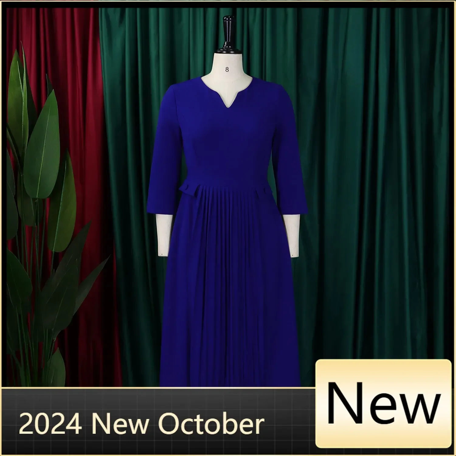 

Customized Elegant Church Dresses for Women 3/4 Sleeves Accordion Pleated Classy Modest Female Autumn Fashion Office Ladies Work