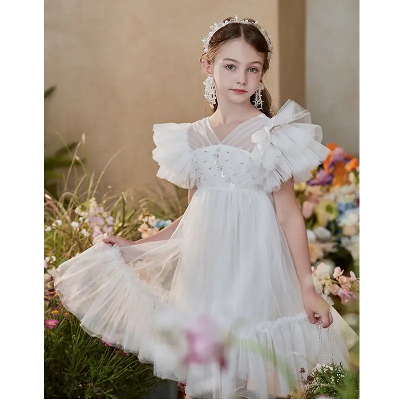 Birthday Girl Dress2024New Bubble Skirt Children's Dress Summer Fashionable Princess Girls' Dress Performance