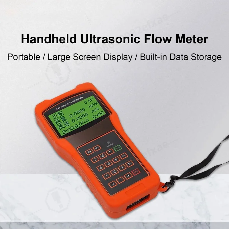 Ultrasonic Flow Meter with Small Medium Large Sensors Handheld Clamp On DN25-DN6000 Digital Flowmeter Display