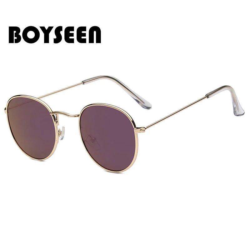 BOYSEEN Vintage Metal Classic Round Sunglasses Man Vintage Driving Sun Glasses Brand Designer Retro Male Shades Oculos De Sol