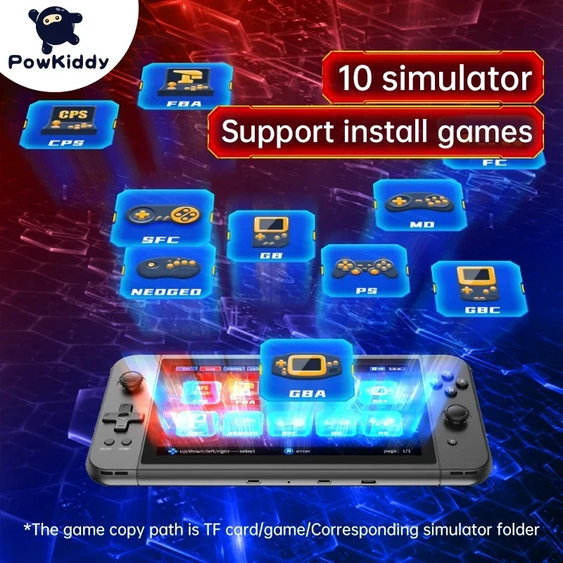 POWKIDDY X70 المحمولة الرجعية وحدة تحكم بجهاز لعب محمول 7 بوصة HD شاشة ألعاب الفيديو وحدات التحكم اثنين من لاعب التلفزيون خارج صندوق مشغل الألعاب هدية