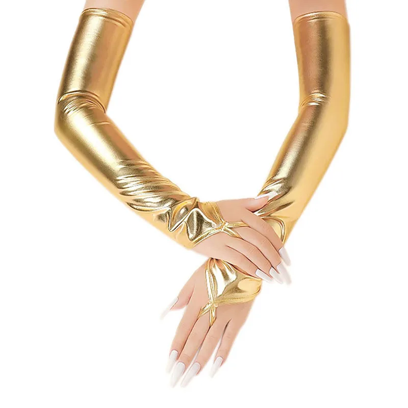 المرأة ورنيش الجلود هوك إصبع قفازات طويلة تأثيري ملهى ليلي القطب الرقص مرحلة الأداء مثير أصابع القفازات الإكسسوار #3