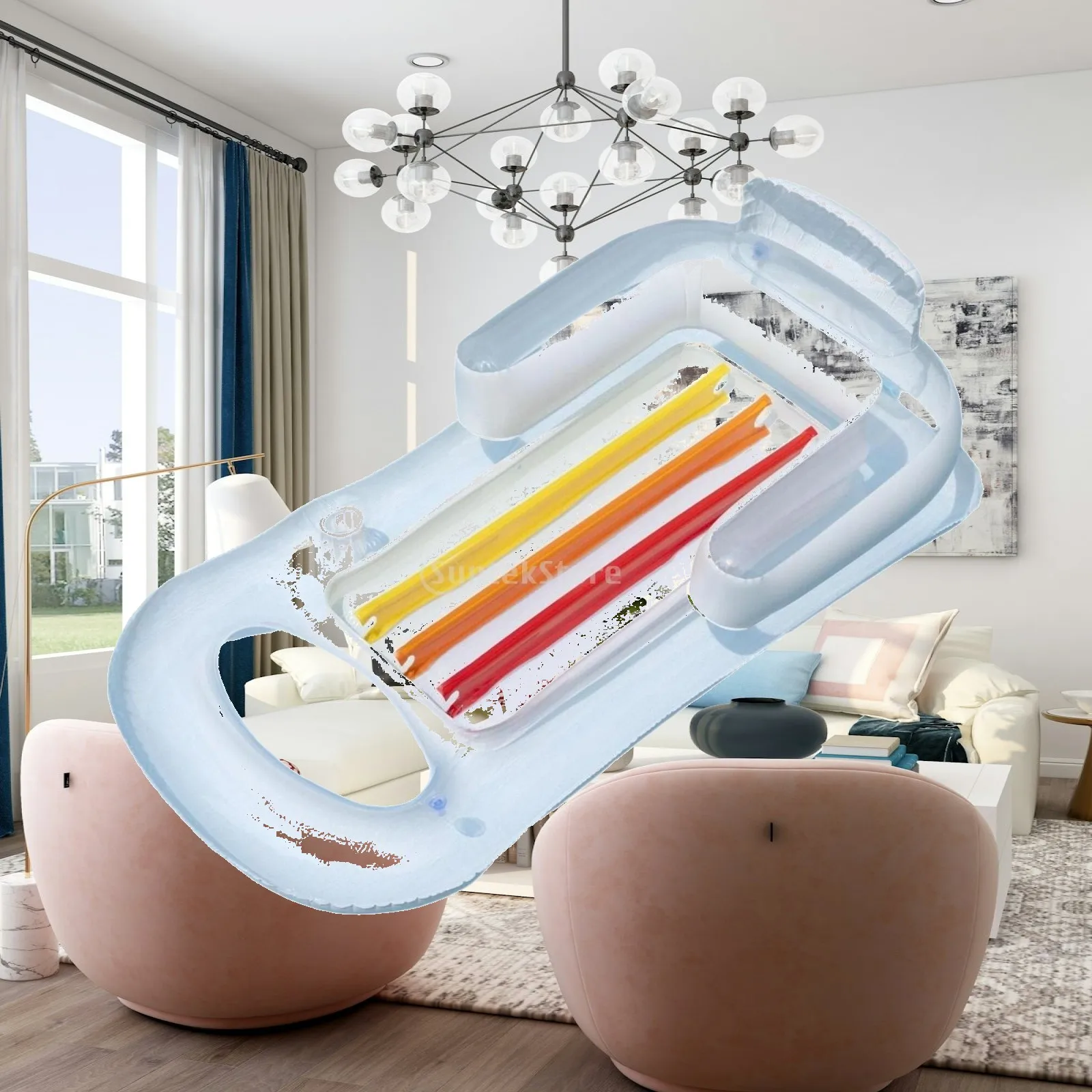Sturdy 0.23mm PVC Inflatable Pool Lounger with Curved Foot Area and Double Air Compartment for Adults