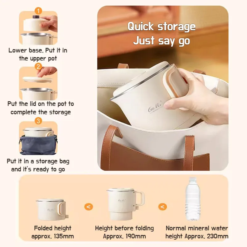 Home Portable Multifunctional Electric Cooker Foldable Kettle Travel Home Portable Electric Cooker