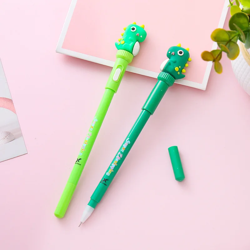50PCS Dinosaur With Lamp, Gender-neutral Pen, Creative Stationery, Student, Decompression, Rotary Pen, Writing Tool, Water Pen,