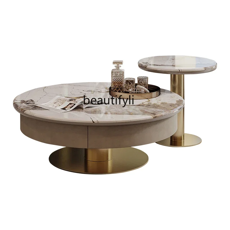 

Light luxury coffee table TV cabinet Modern designer furniture Living room Italian paint fashionable round tea machine table