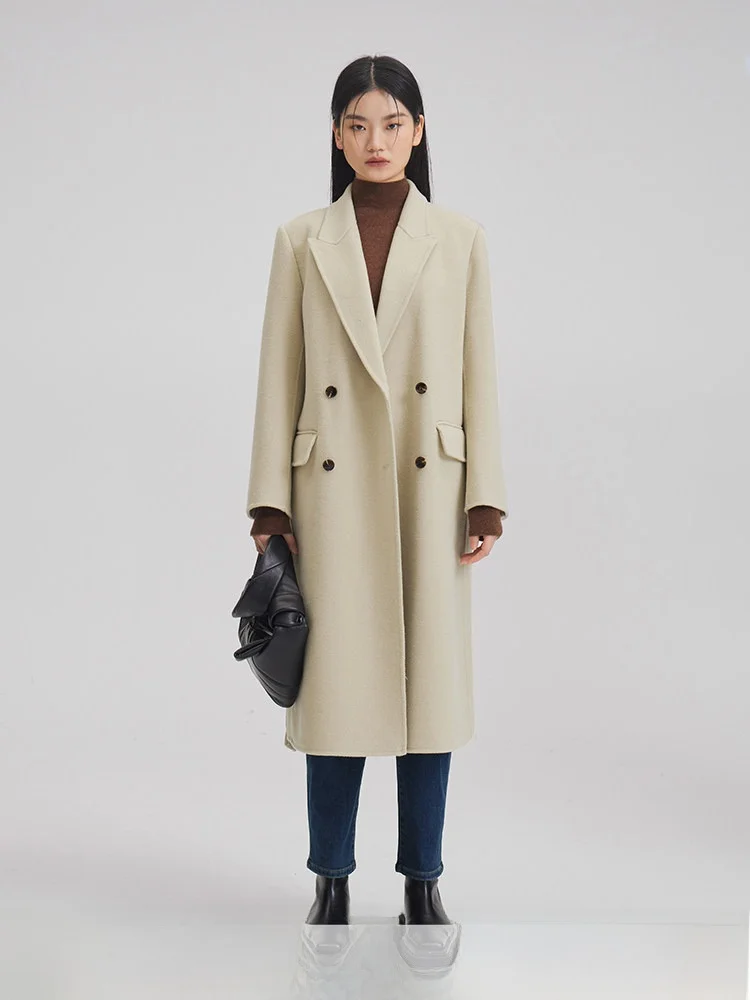 

Шерстяное пальто XIMU STUDIOS класса люкс, женское, двубортное, с воротником-стойкой, высококачественное, в британском стиле, длинное, средней длины