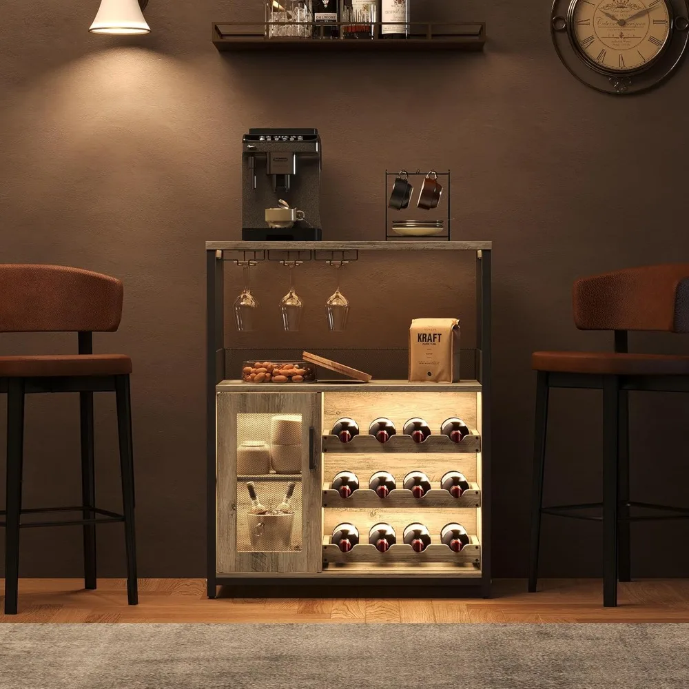 Esszimmer-Sideboard mit Kaffeebar, Weinregal und Glashalter