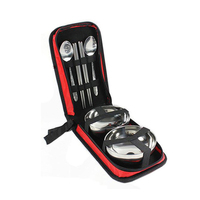 7pcs Stainless Steel Tableware Set Portable Outdoor Travel Utensils Reusable Bowls Spoons Chopsticks Camp Hiking