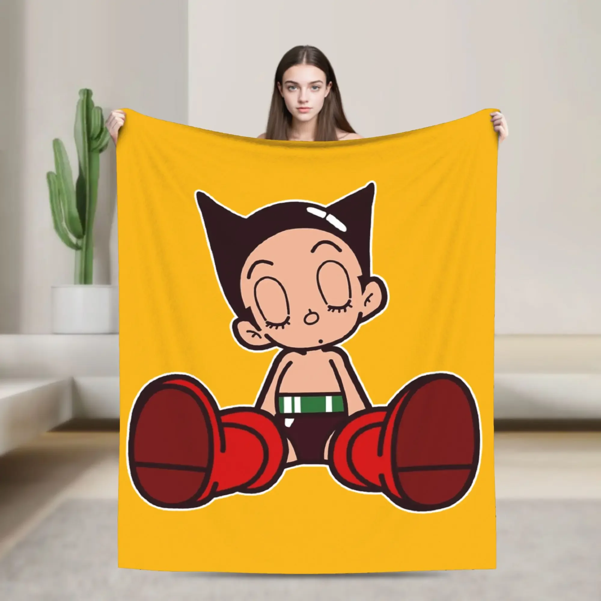 

Astro Boy Sleeping Astroboy Flannel Blanket Lightweight Throw for Sofa Couch Spring Autumn Plush Thin Quilt