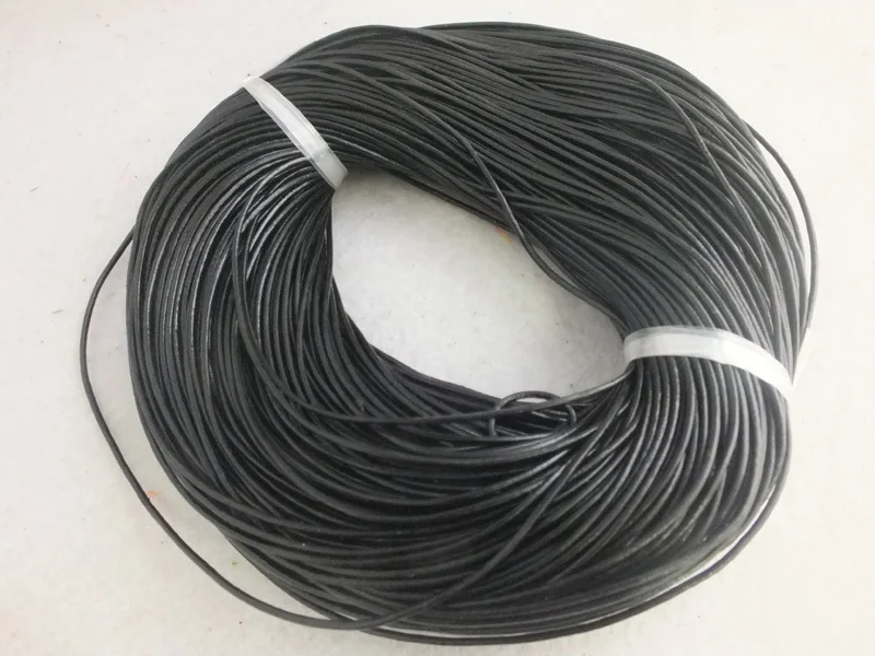 

100m Jewelry DIY 1.5mm Natural Black Genuine Round Leather Cord For Jewelry Making