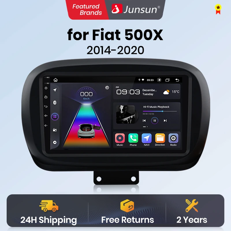 Junsun V1 AI Voice Wireless CarPlay Android Auto Radio for Fiat 500X 2014 - 2020 4G Car Multimedia GPS 2din autoradio