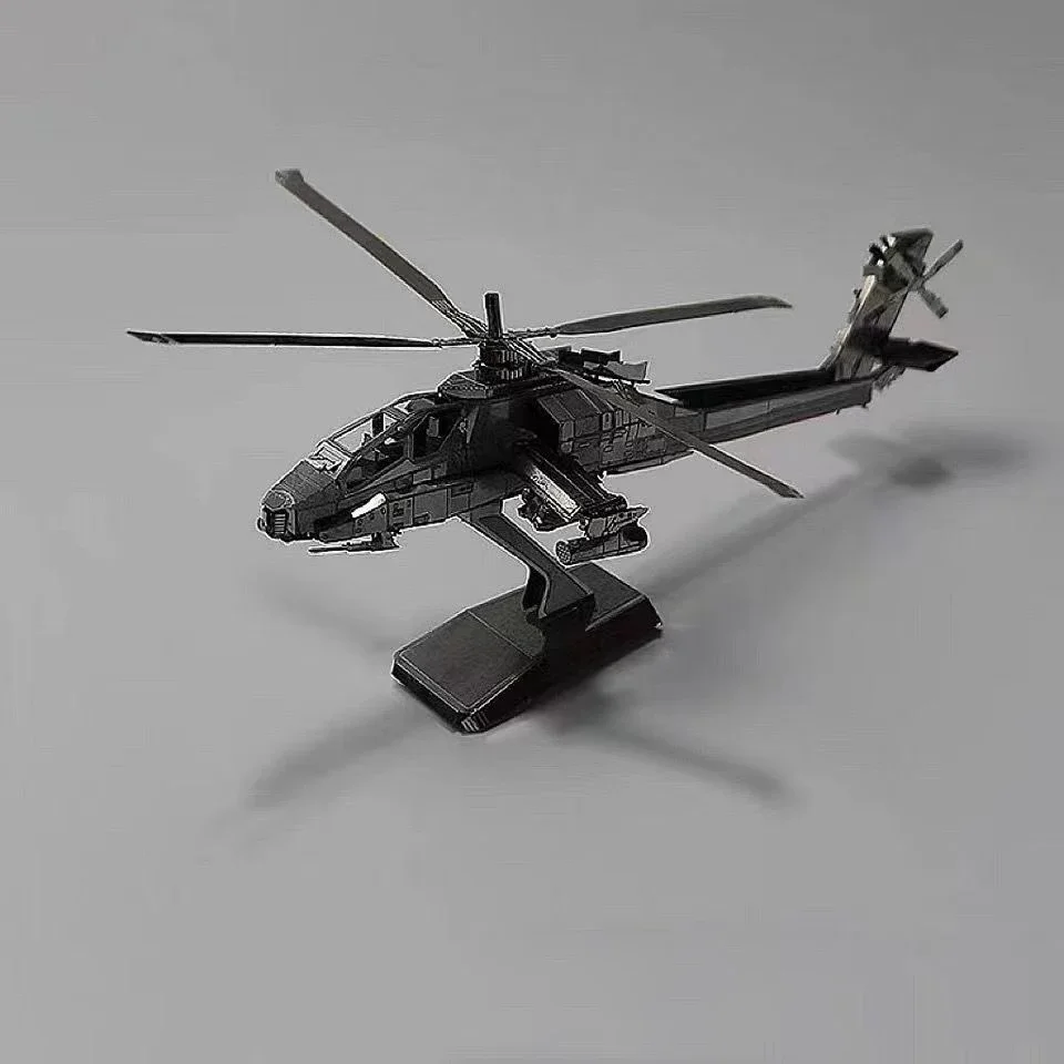 3D Metal Puzzle DIY Handmade AH-64 Alpha Helicopter Gunships Military Fighter Assembly Model Puzzle Jigsaw Decoration Toys