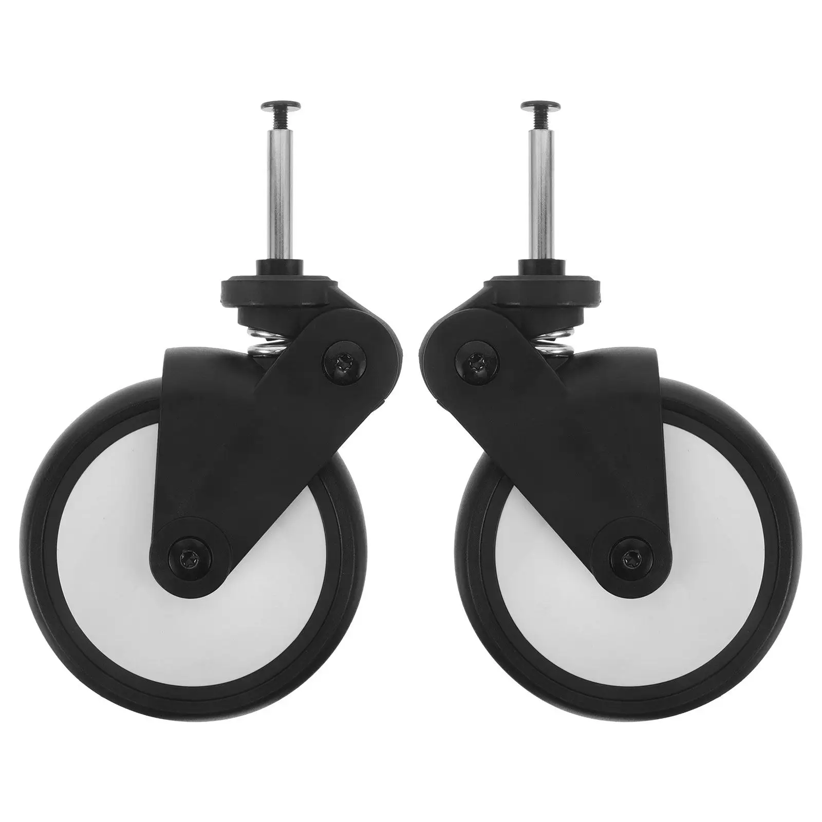 

1Pair Baby Stroller Replacement Wheels Rubber Front Rear Casters with Shank Rod 13Cm Universal Fit Shock Absorption Anti-Slip