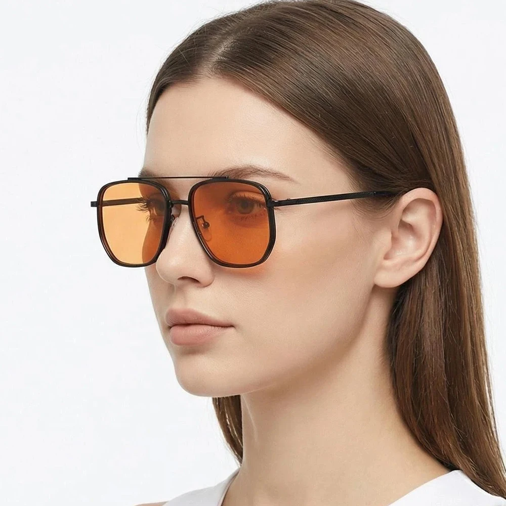 Retro Piloten-Sonnenbrille für Männer und Frauen Klassische Metall-Polygon-Sonnenbrille Modische Tägliche Dekorative Schattierungen Fahrbrillen – Detail 2