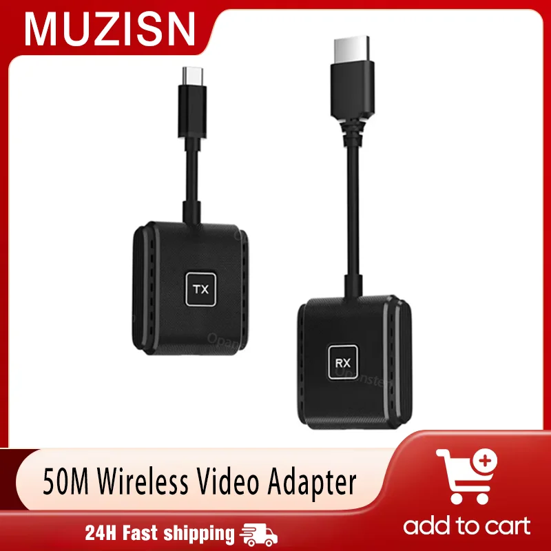 50M Wireless Transmission Video Transmitter and Receiver HDMI-Compatible Extender Display Adapter Cable Screen Mirror for Camera