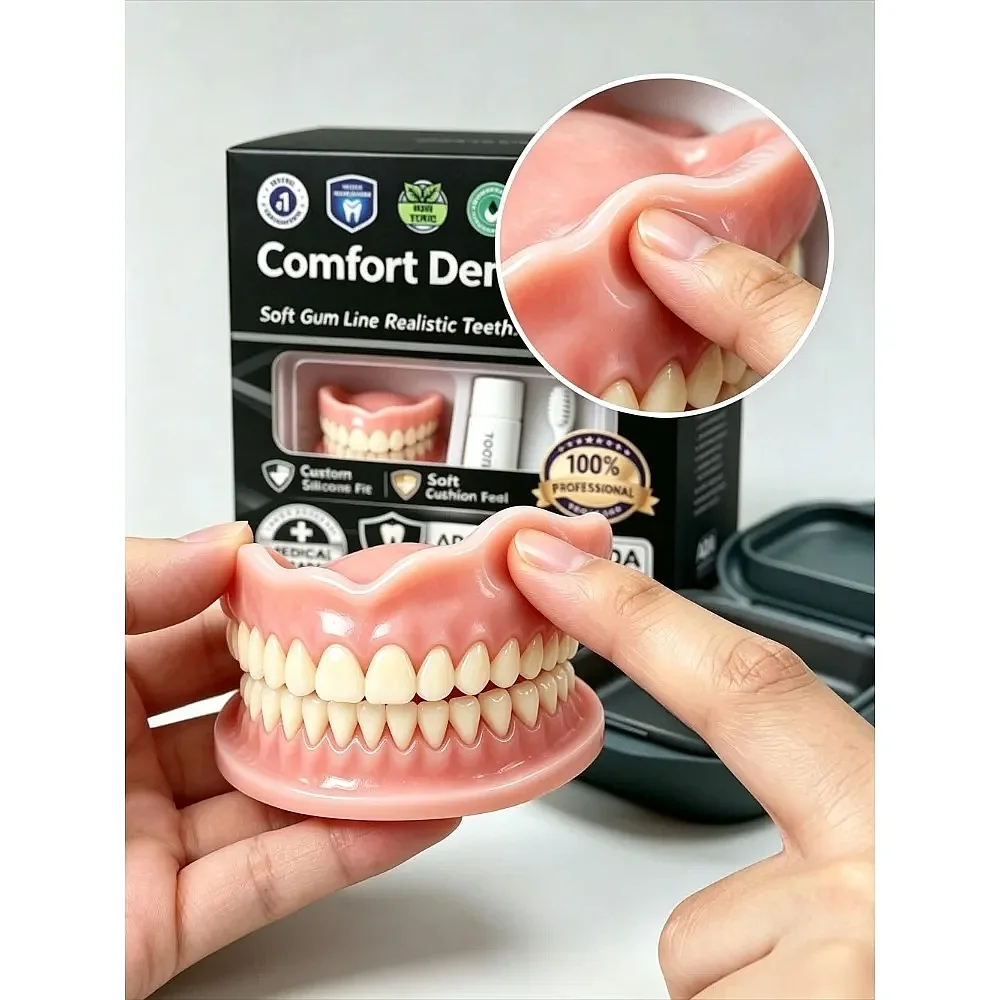 2026 Instant Smile Moldable Silicone False Teeth Kit Natural Ivory Upper Lower with Brush