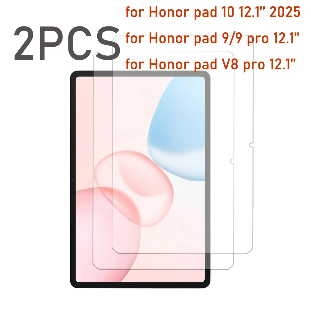 2PCS Tempered glass screen protector for Honor pad 10 12.1''/pad 9/pad 9 pro 12.1-inch/V8 pro tablet protective film HD clear