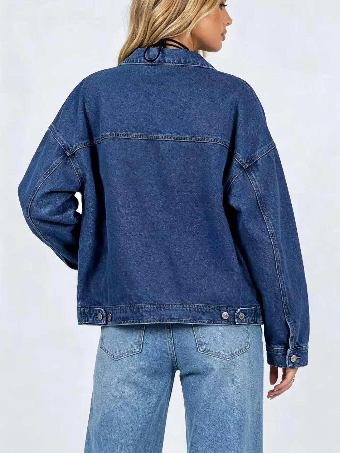 Vintage Oversized Big Pocket Denim Jacket, Lazy Vibe Fall Must‑Have Denim Coat