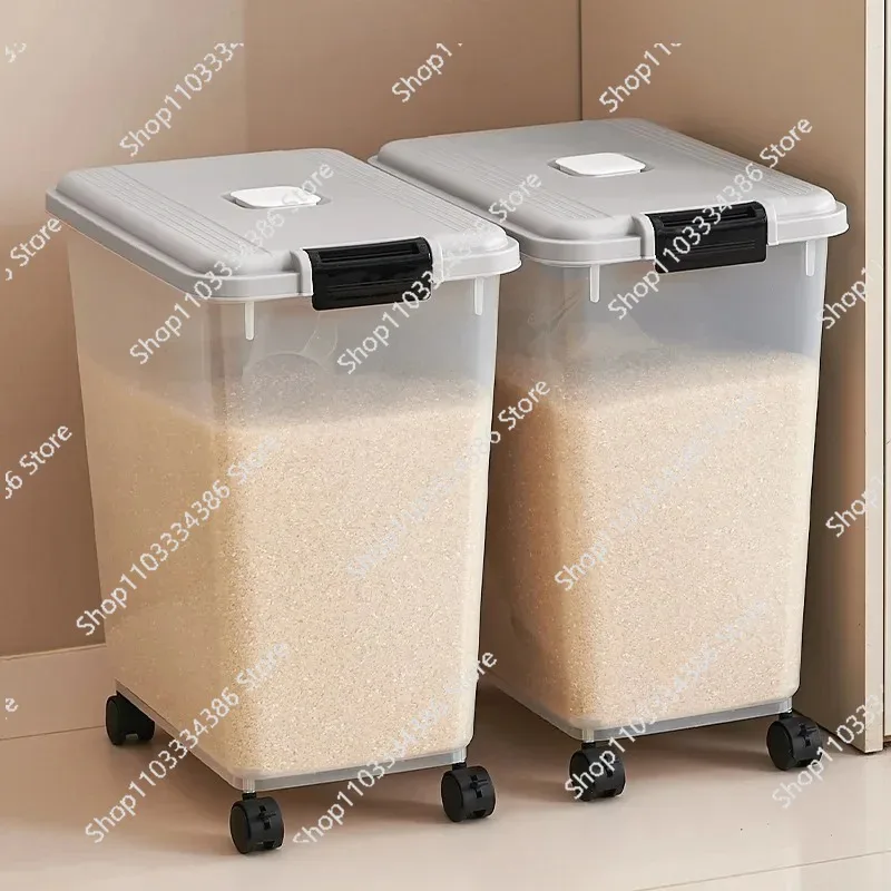 Household Sealed Rice Bucket Food-Grade Storage Container Insect-Proof Moisture-Proof Grain Box for Kitchen Pantry