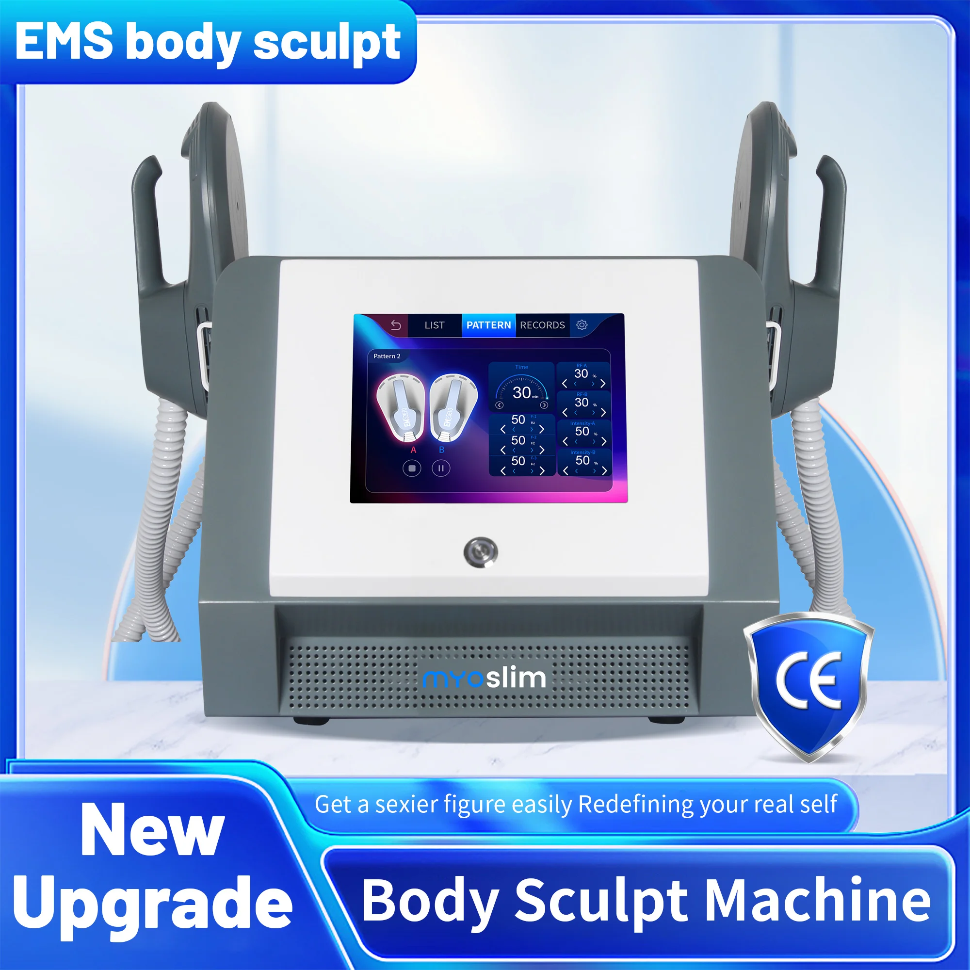 

Newest Myoslim Weight Loss Stimulating Muscle Slimming Fat Removal Muscle Fitness Sculpting Machine 2 Handles Beauty Salon