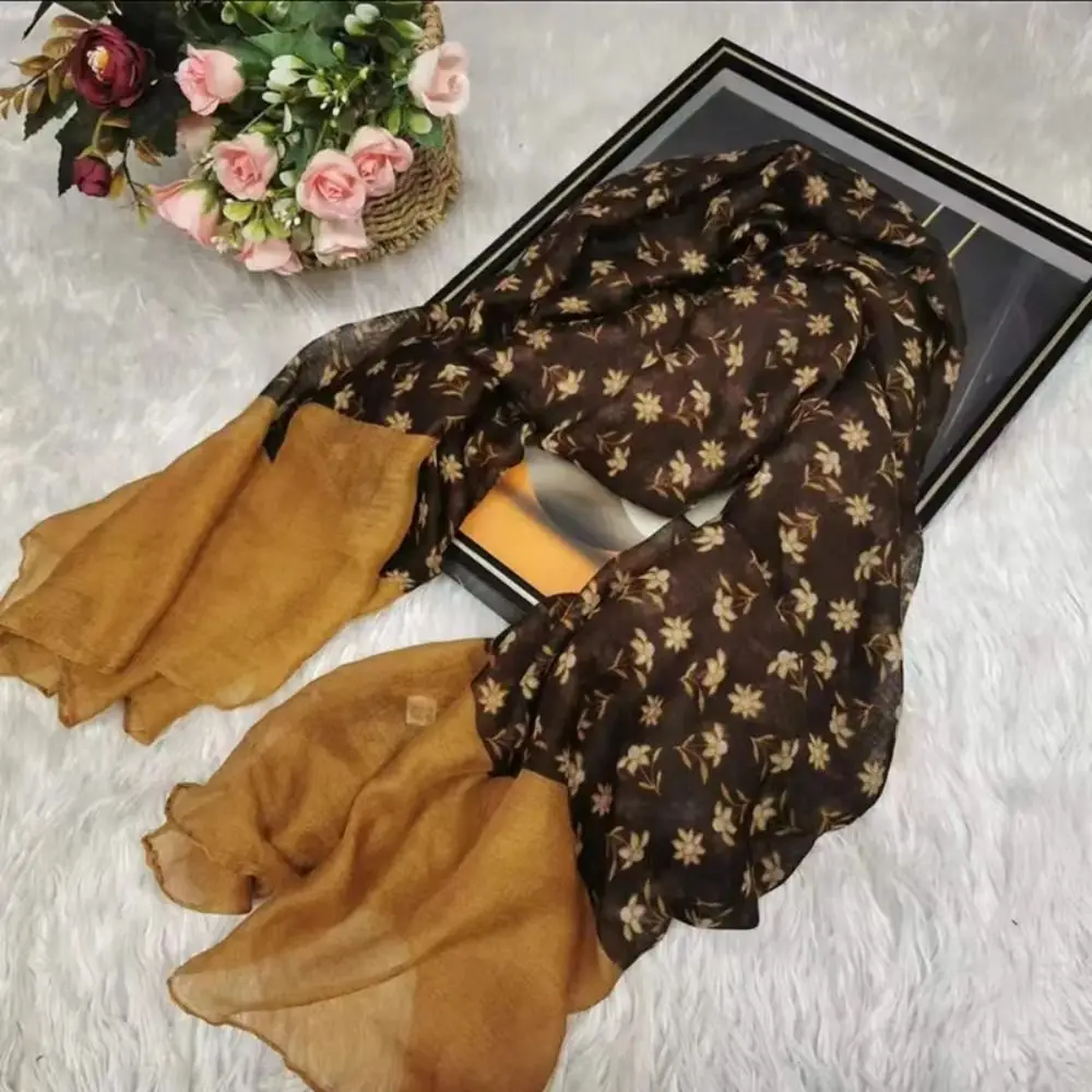 

Sweet Flora Silk Scarf Shawls Transparent Flower Mesh Neck Scarves Neckerchief Korean Style Ladies/Girls