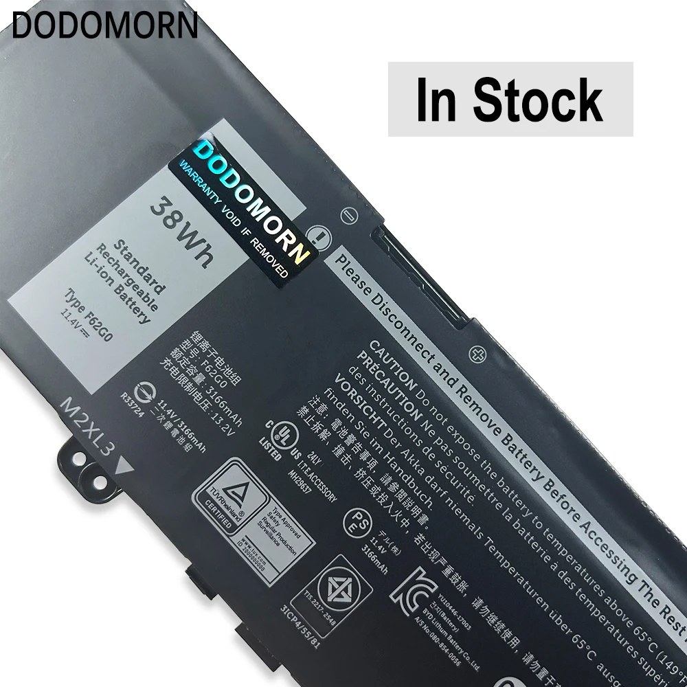 Аккумулятор DODOMORN F62G0 для ноутбука Dell Inspiron 13 5370 7370 7373 7380,Vostro 5370,Inspiron 13MF,13 7386,P83G P83G001 P87G 38Wh