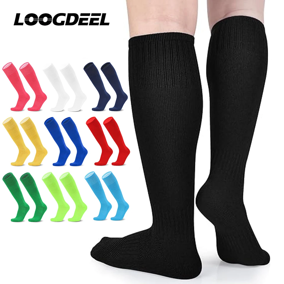 Loogdeel 1Pair EU30-44 Football Sports Socks Long Knee Cotton Kids Basketball Stockings Soccer Baseball Adults Children Socks