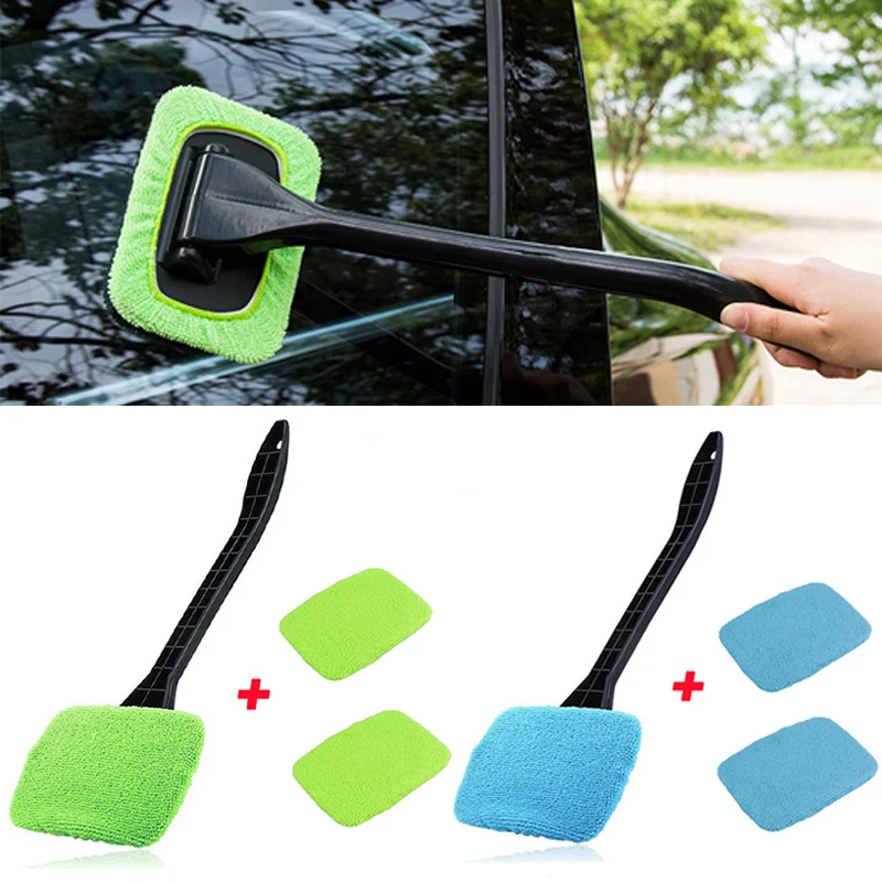 Car Window Cleaner Brush Kit Windshield Cleaning Wash Tool Inside Interior Auto Glass Wiper With Long Handle Car Accessories