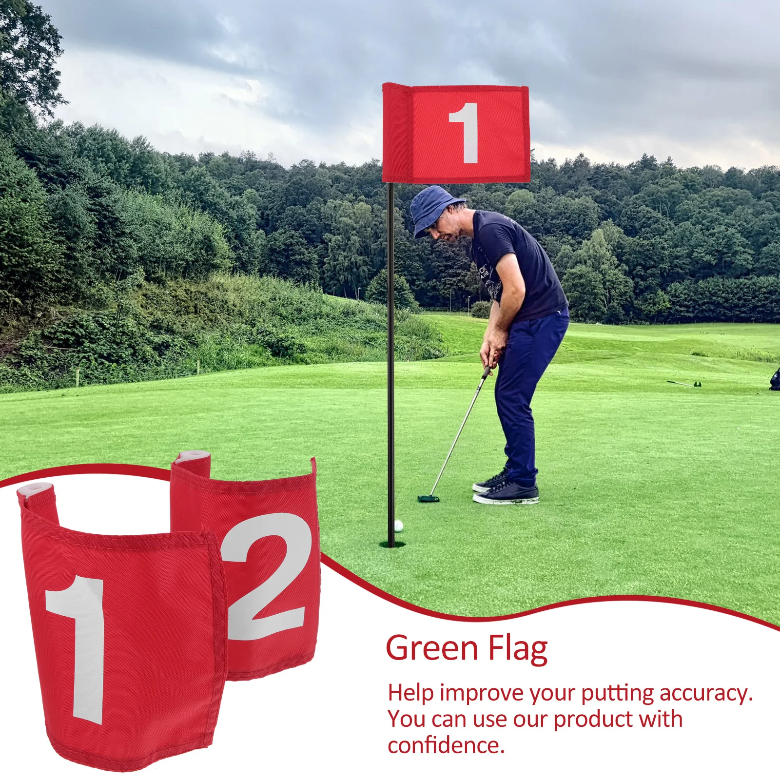 2 قطعة أعلام ممارسة الأرقام المحمولة للجولف لوضع التدريب خفيفة الوزن ملحقات الدورة انفصال جولف العلم