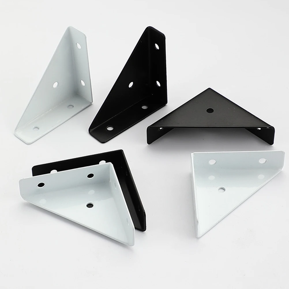 

4 Pcs Heavy Duty Bed Corner Brackets Hardware Accessories Black Triangle Shelf Angle Connector Fastener Sturdy