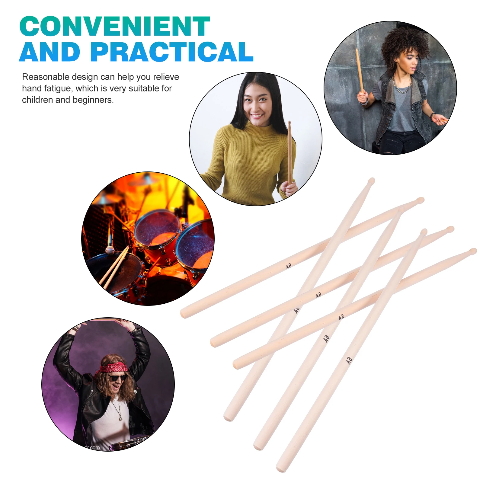

20 Pcs Maple Drumsticks Pointed Round Wood Non for Kids Adults Beginners Students Musicians Performance Stage