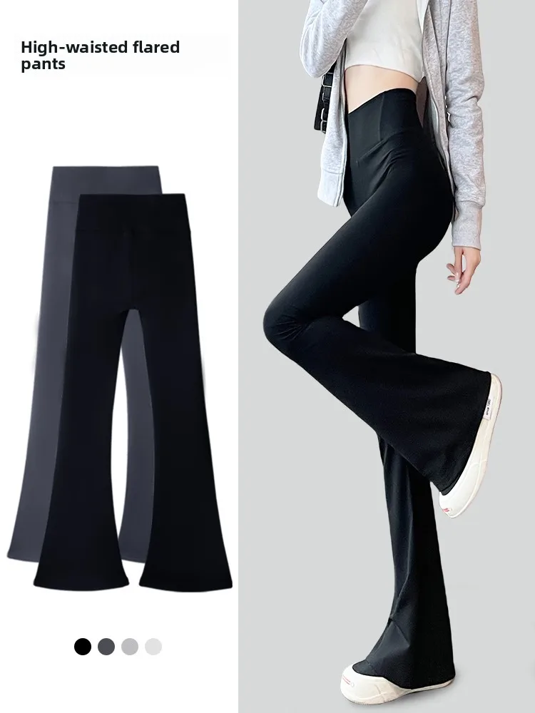 

Расклешенные брюки для йоги с высокой талией, женские брюки для танцев, весенне-осенние брюки с высокой талией, подтягивающие ягодицы, нейлоновые брюки из спандекса