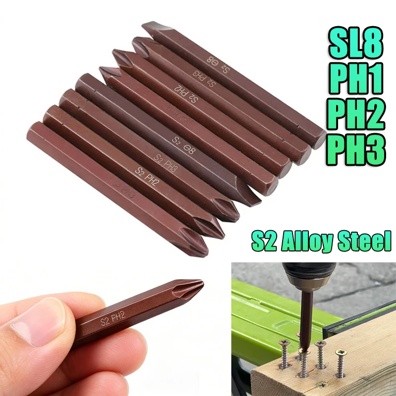 

Beicai 1pcs S2 Steel Impact Duty Screw Driver Bit Hex Shank 80mm Long Ph1 Ph2 Ph3 Sl8 Strong Magnetic Electric/hand Drill Bits