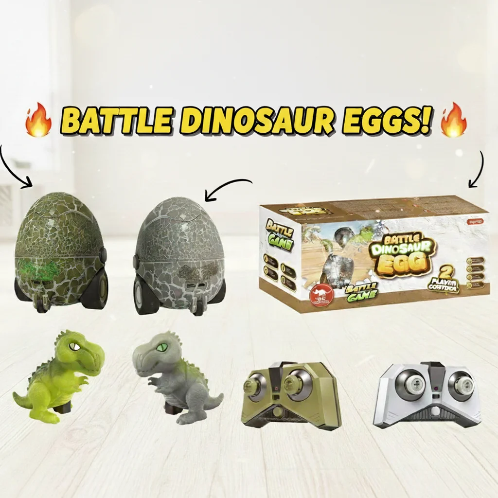 Transforming Dinosaur Egg RC Car, Dinosaur Model Toy, Hatching Toy, Interactive Game,  2-Pack Battle Set, Indoor Outdoor Play