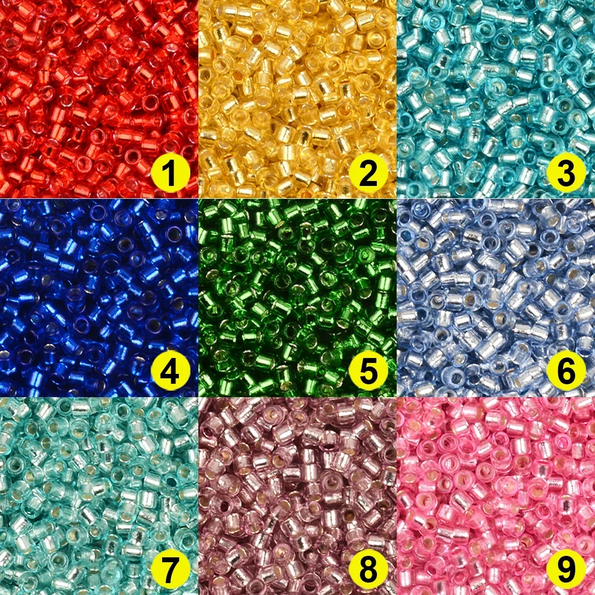 2mm 11/0 tubo allentato uniforme colore argento all\'interno perline perline di vetro ceco bracciali collana anello che fa perline per fai da te