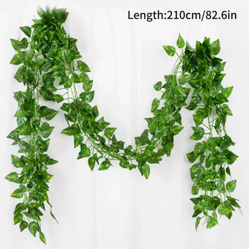 1PC Artificial Vine, Grape Leaves, Plastic Pothos Leaves, Green Plants, Ceiling Decoration, Artificial Green Leaf Vine image 6