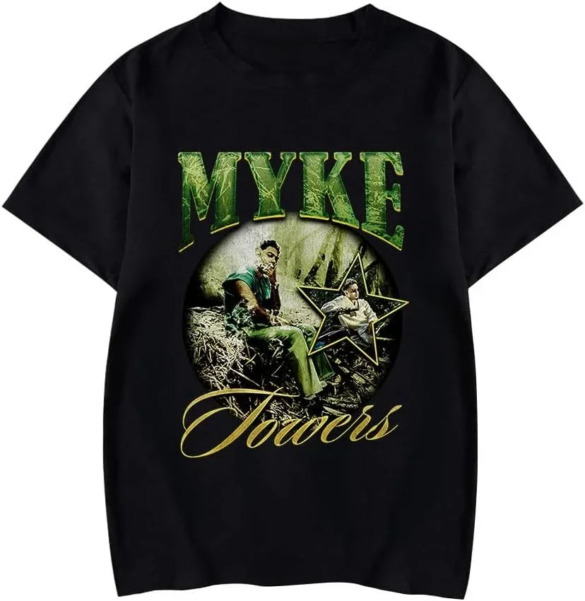 Myke Towers La Vida Photo Vintage T-Shirts Album Merch Women Men Fashion Casual Short Sleeve Tee