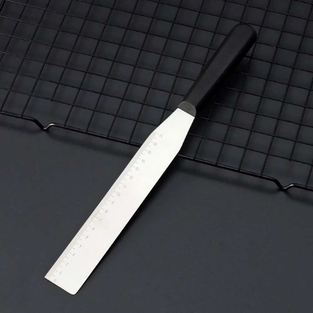 3PCS 8/10/12 in Stainless Steel Cake Cream Spatula Rust-proof with Markings Right Angle Spatula Non-slip Handle Icing Spatula
