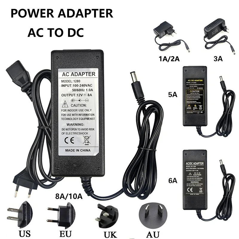 Transformer AC 220V 110V TO DC 12V 1A 2A 3A 5A 6A 8A 10A Transformer AC DC 220 V 110 V TO 12 V For LED Strip Light Bar Tube Lamp