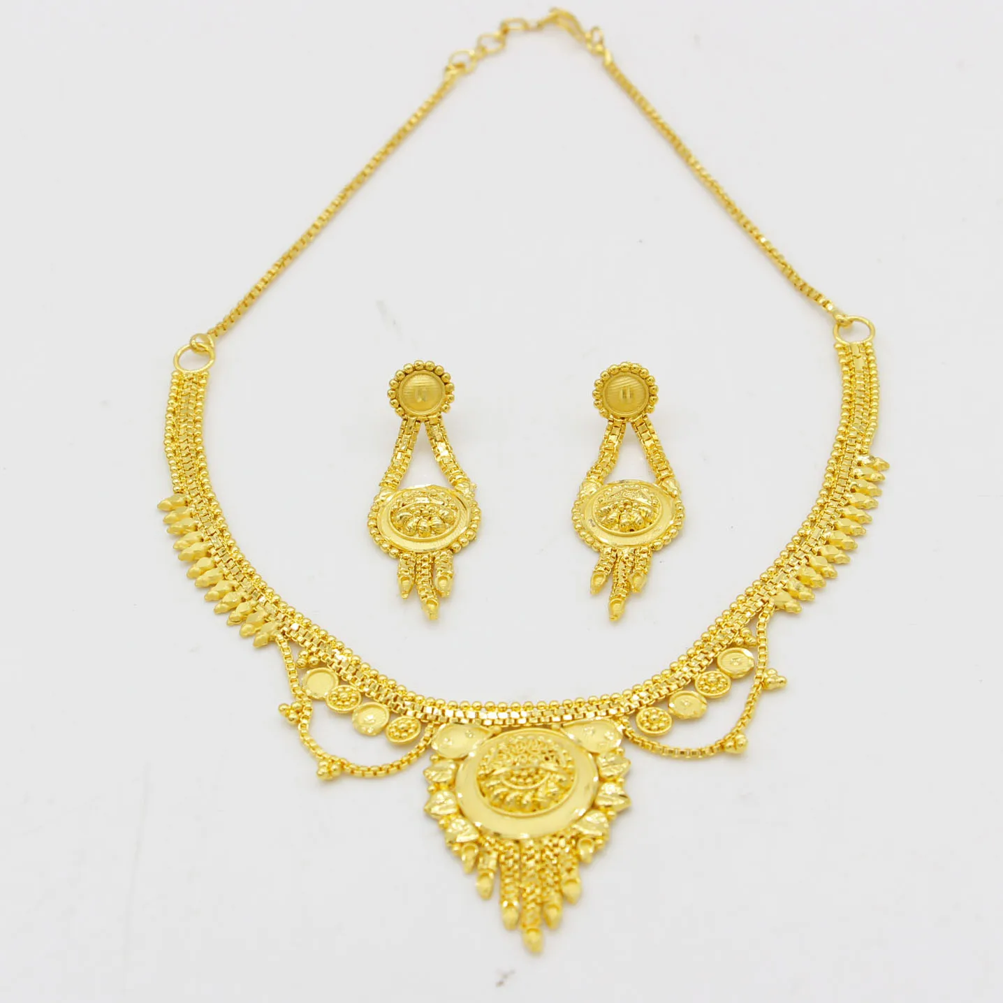 Adixyn 24K Gold Earrings/Chokers chain Jewelry set for Women African India Middle east Party Wedding gifts N03208