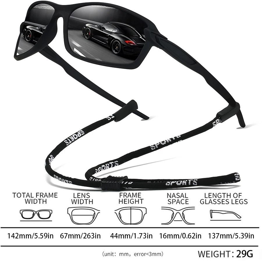 Modische Vintage-Sonnenbrille mit Kette für Autofahren, Angeln, Radfahren, Sport, Laufen, Bergsteigen für Männer und Frauen – Detail 5